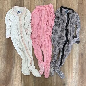 Kickee Pants One Piece Footies - Pink, Gray, Cream